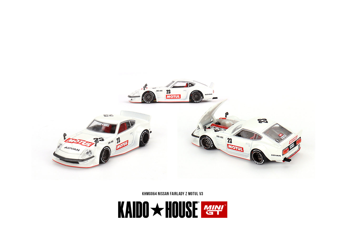 1/64 Mini GT  Kaido House Datsun KAIDO Fairlady Z MOTUL V3  White Limited Edition KHMG064