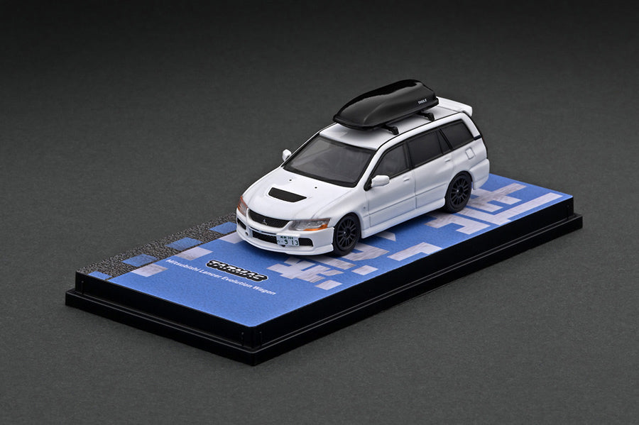 Tarmac Works 1/64 Mitsubishi Lancer Evolution Wagon With Roof Top Sky Box White Limited Edition T64R-042-WH